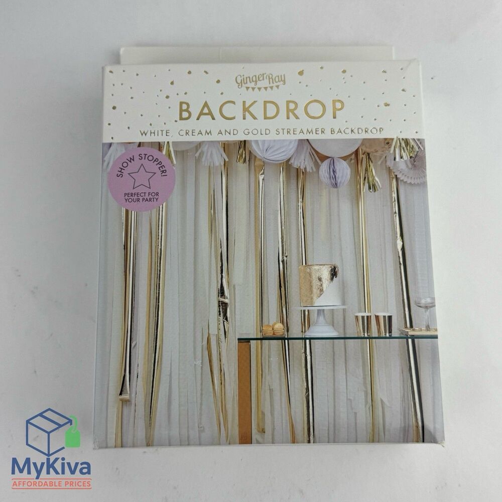 Ginger Ray Backdrop White Cream Gold Metallic Streamer Party Mix It Up